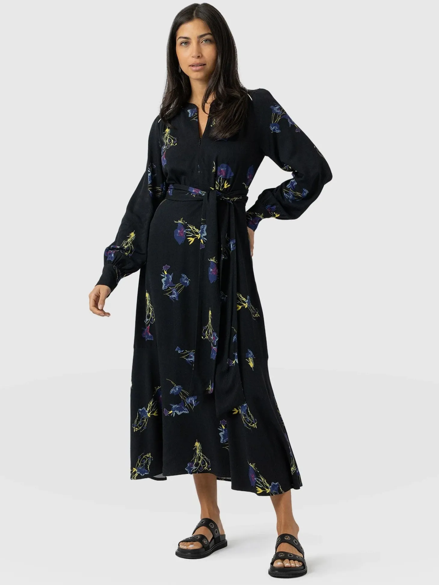 Adaline Zip Up Dress - Blue Lily Gardens