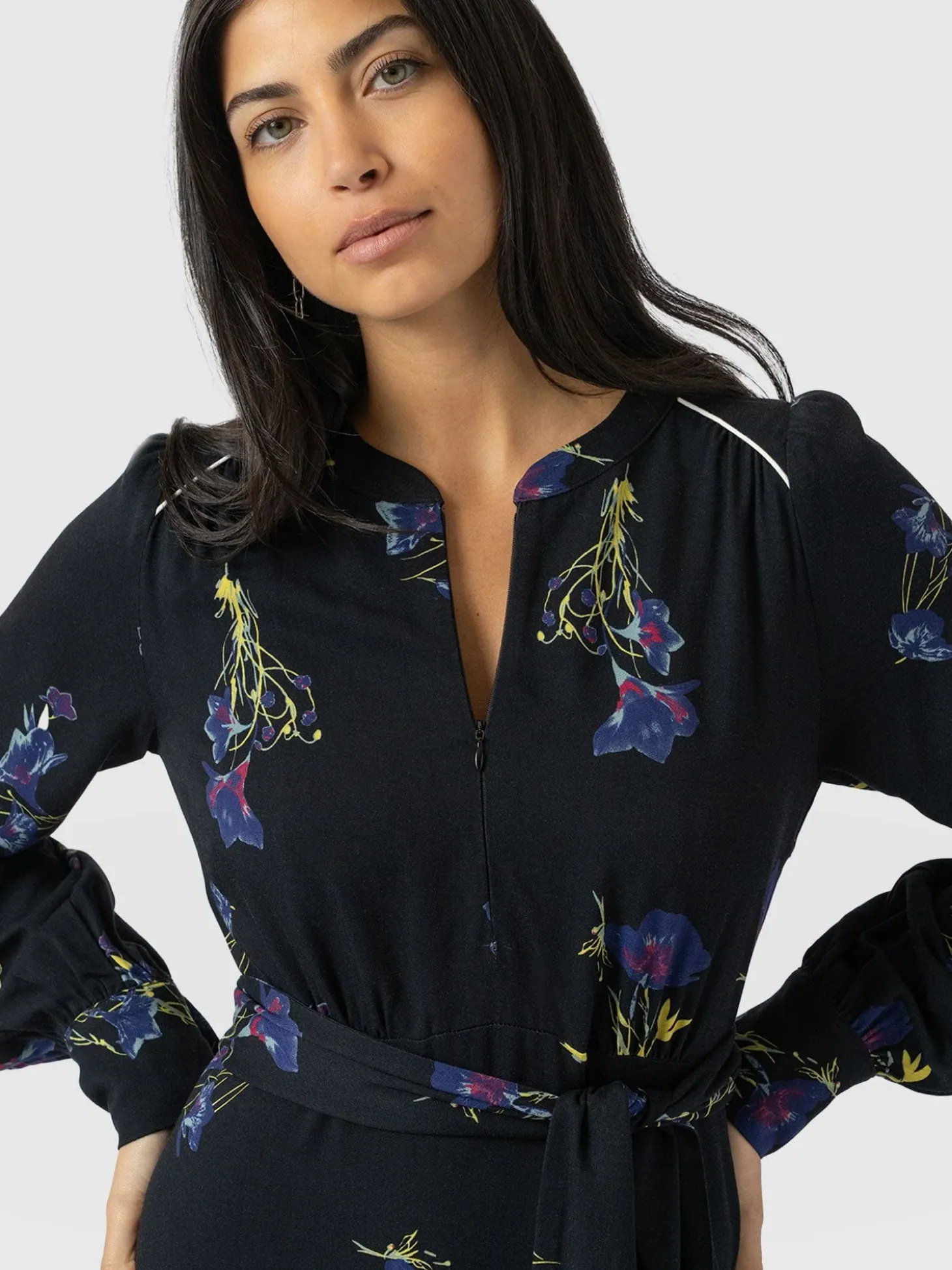 Adaline Zip Up Dress - Blue Lily Gardens