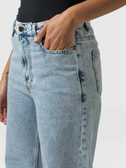 Adjustable Wide Leg Jeans - Pale Blue