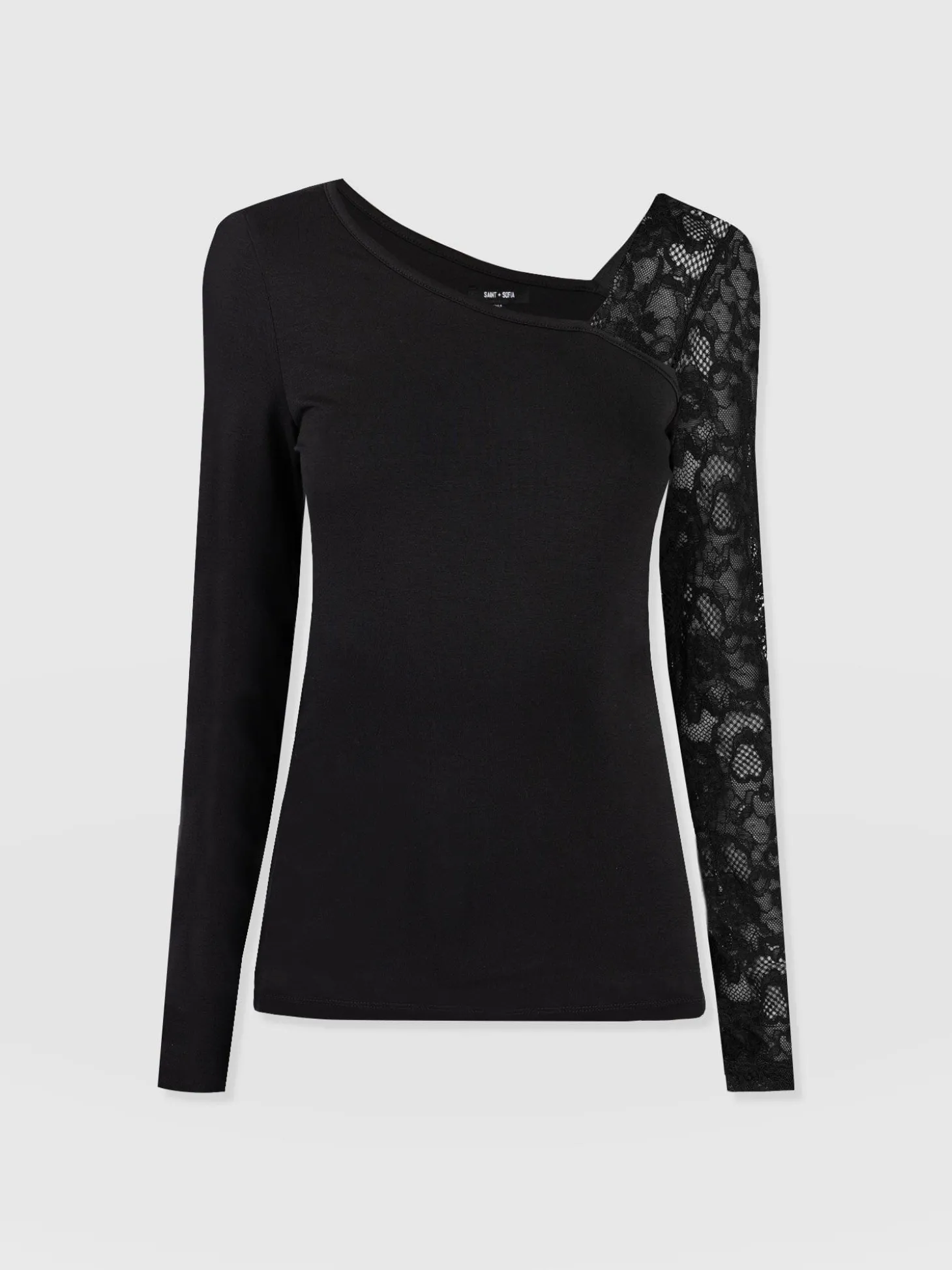 Aimee Cut Out Long Sleeve Tee - Black Lace