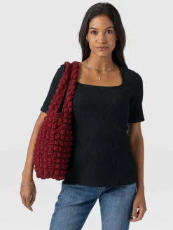 Akia Short Sleeve Tee - Black Textured