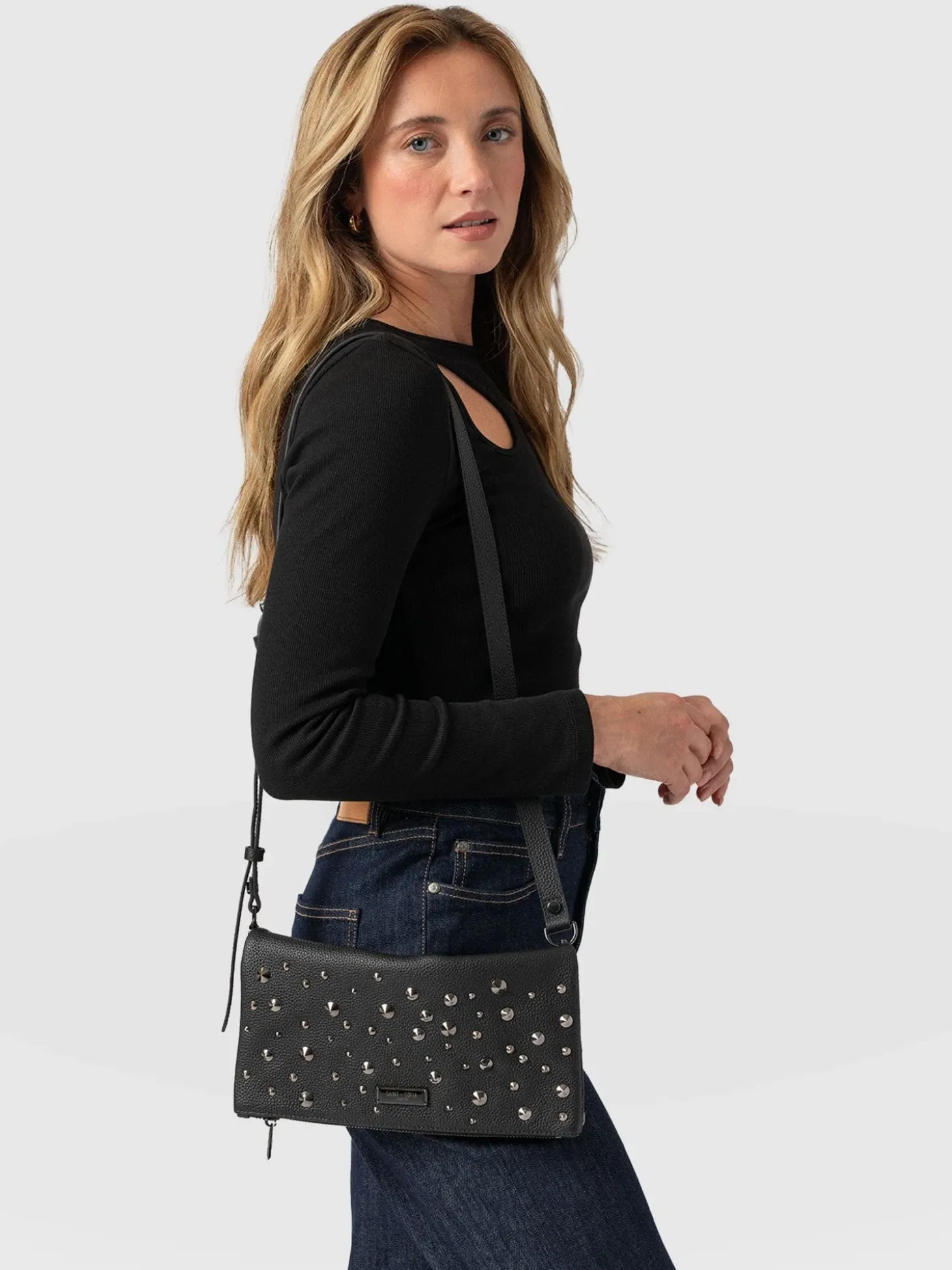Alexis Studded Clutch - Black