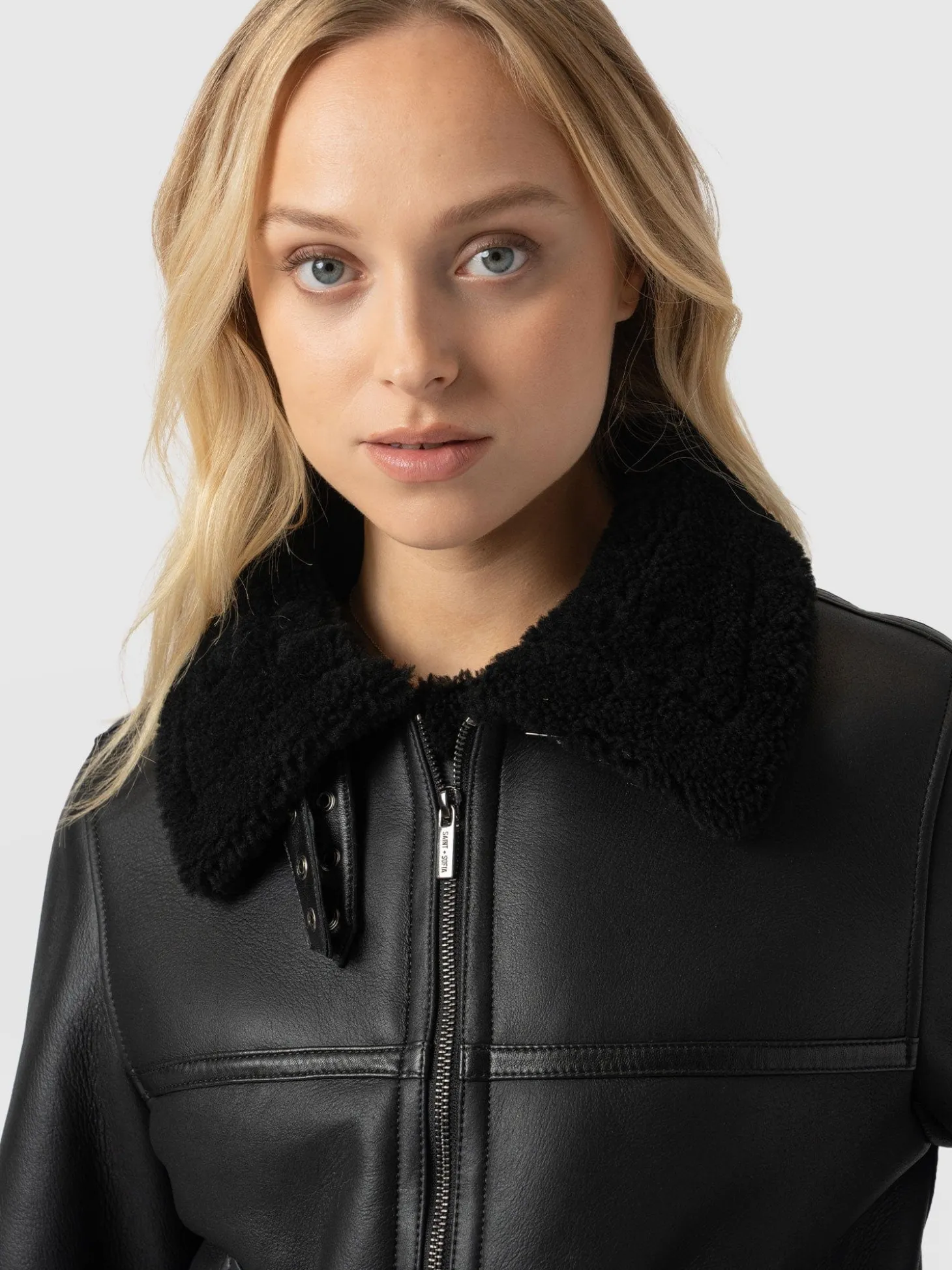 Amelia Aviator Jacket - Black