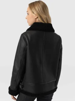 Amelia Aviator Jacket - Black