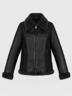 Amelia Aviator Jacket - Black
