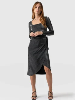Amelia Wrap Dress - Silver