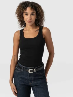 Asher Scoop Neck Vest - Black