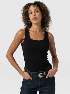 Asher Scoop Neck Vest - Black