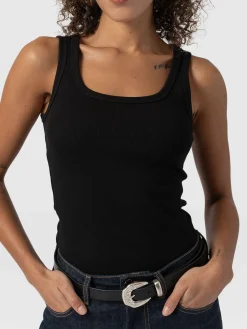 Asher Scoop Neck Vest - Black