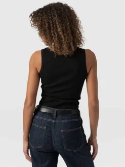 Asher Scoop Neck Vest - Black