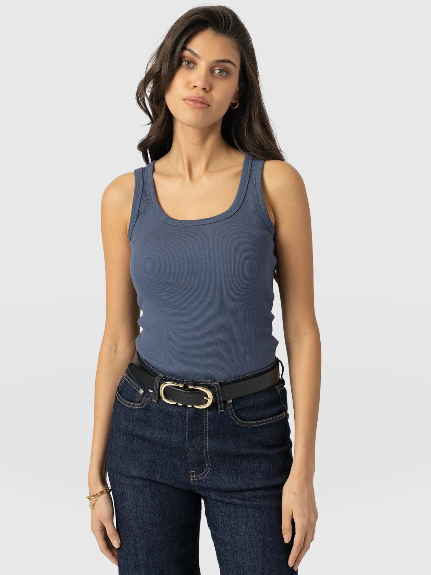 Asher Scoop Neck Vest - Dusty Blue