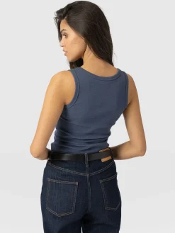 Asher Scoop Neck Vest - Dusty Blue