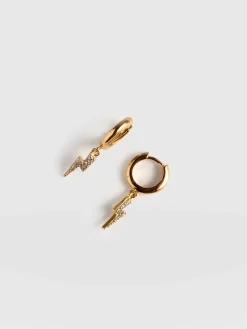 Astral Lightning Charm Drop Earrings - Gold