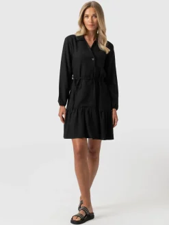 Aurelia Mini Linen Dress - Black