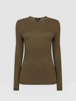 Austen Crew Neck Long Sleeve Tee - Khaki