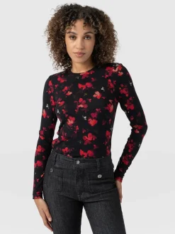 Austen Crew Neck Long Sleeve Tee - Pink Aurora