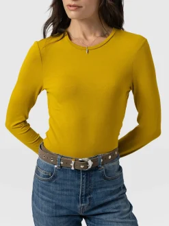 Austen Crew Neck Long Sleeve Tee - Mustard