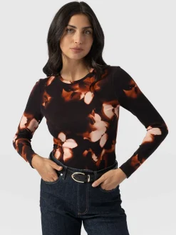 Austen Crew Neck Long Sleeve Tee - Orange Aurora