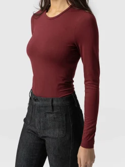 Austen Crew Neck Tee - Burgundy