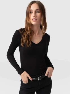 Austen V Neck Tee - Black