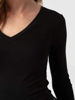 Austen V Neck Tee - Black