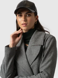 Avalon Leather Baseball Cap - Black