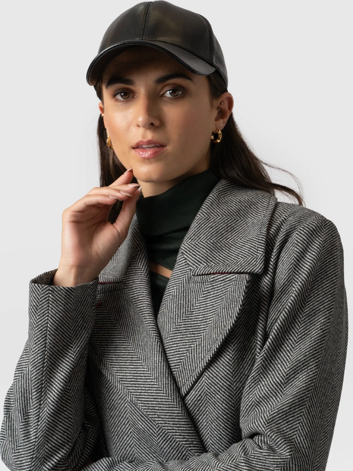 Avalon Leather Baseball Cap - Black