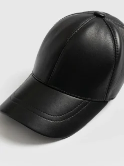 Avalon Leather Baseball Cap - Black