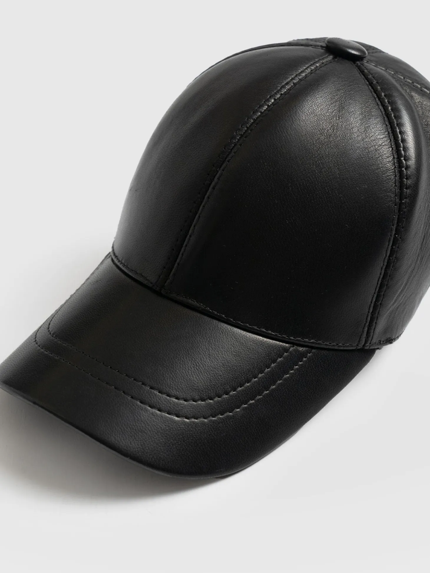 Avalon Leather Baseball Cap - Black