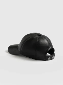 Avalon Leather Baseball Cap - Black