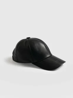 Avalon Leather Baseball Cap - Black
