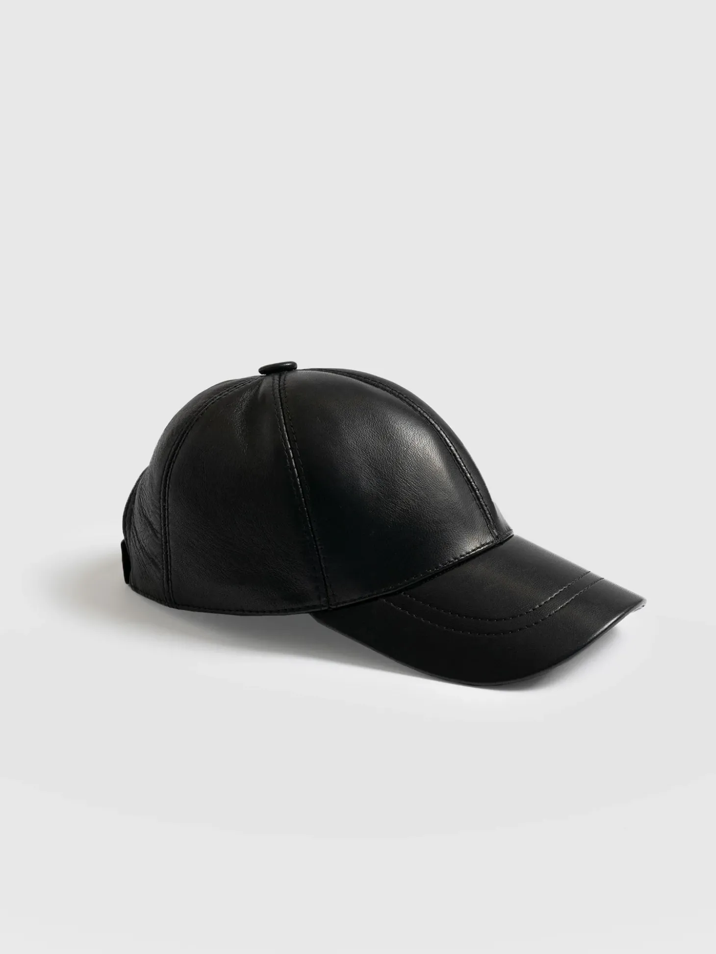 Avalon Leather Baseball Cap - Black