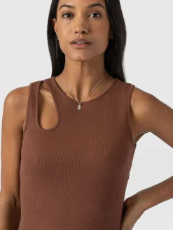 Axel Cut Out Dress - Russet Brown