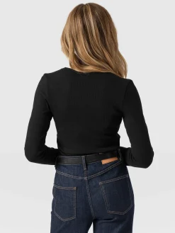 Axel Cut Out Long Sleeve Tee - Black