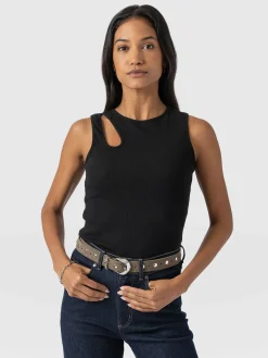 Axel Cut Out Vest - Black