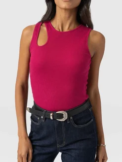 Axel Cut Out Vest - Fuchsia Pink