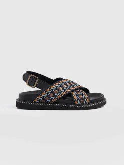 Bonnie Cross Over Sandals - Blue/Brown