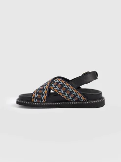 Bonnie Cross Over Sandals - Blue/Brown