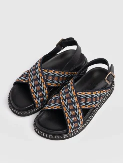 Bonnie Cross Over Sandals - Blue/Brown