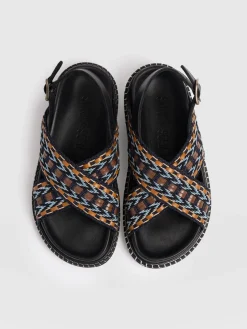 Bonnie Cross Over Sandals - Blue/Brown