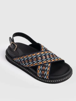 Bonnie Cross Over Sandals - Blue/Brown