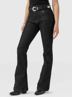 Bowie Stretch Flare Jeans - Black Wash