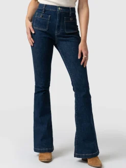 Bowie Stretch Flare Jeans - Mid Blue