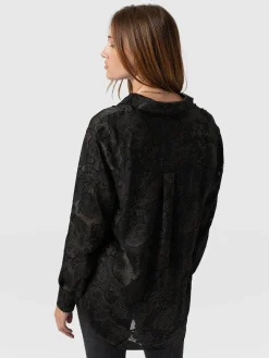 Boyfriend Shirt - Black & Gold Floral Burnout
