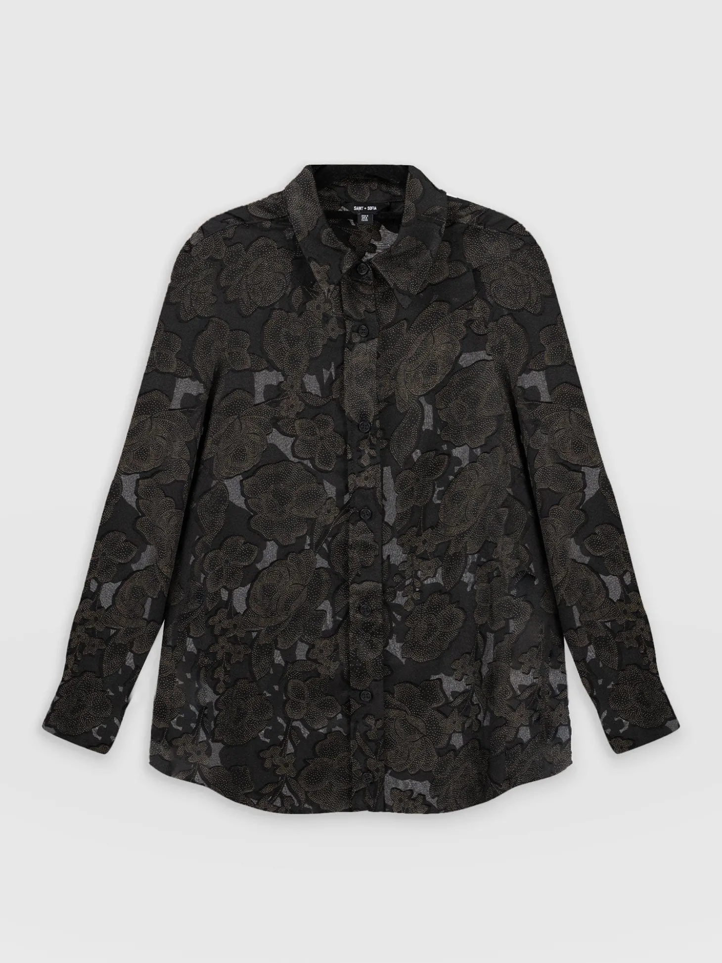 Boyfriend Shirt - Black & Gold Floral Burnout
