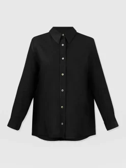 Boyfriend Shirt - Black Linen