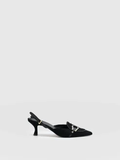 Bridget Sling Back Heels - Black