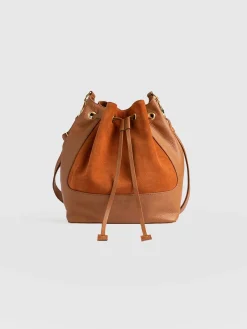 Brompton Bucket Bag - Brown Suede Pebble