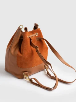 Brompton Bucket Bag - Brown Suede Pebble