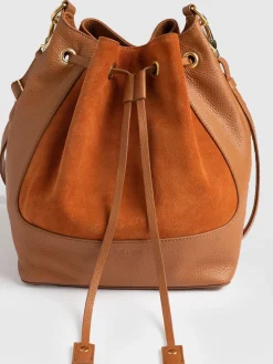 Brompton Bucket Bag - Brown Suede Pebble